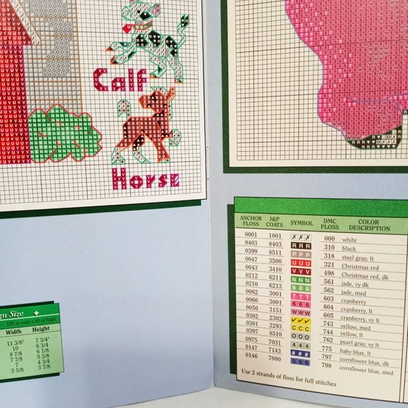 Farm Pals Cross Stitch Leaflet Book Color Charts 30603 1992 Lamb Barn Pig Calf - Picture 4 of 6